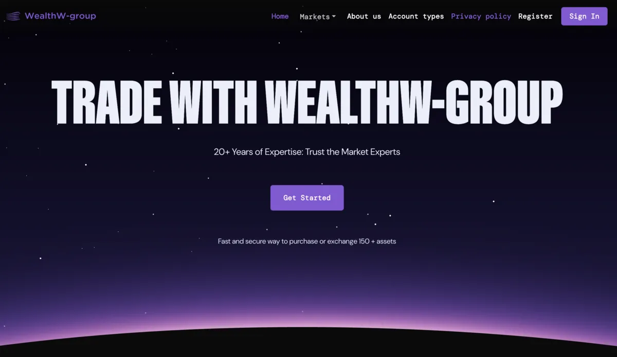 wealthw group home page screenshot